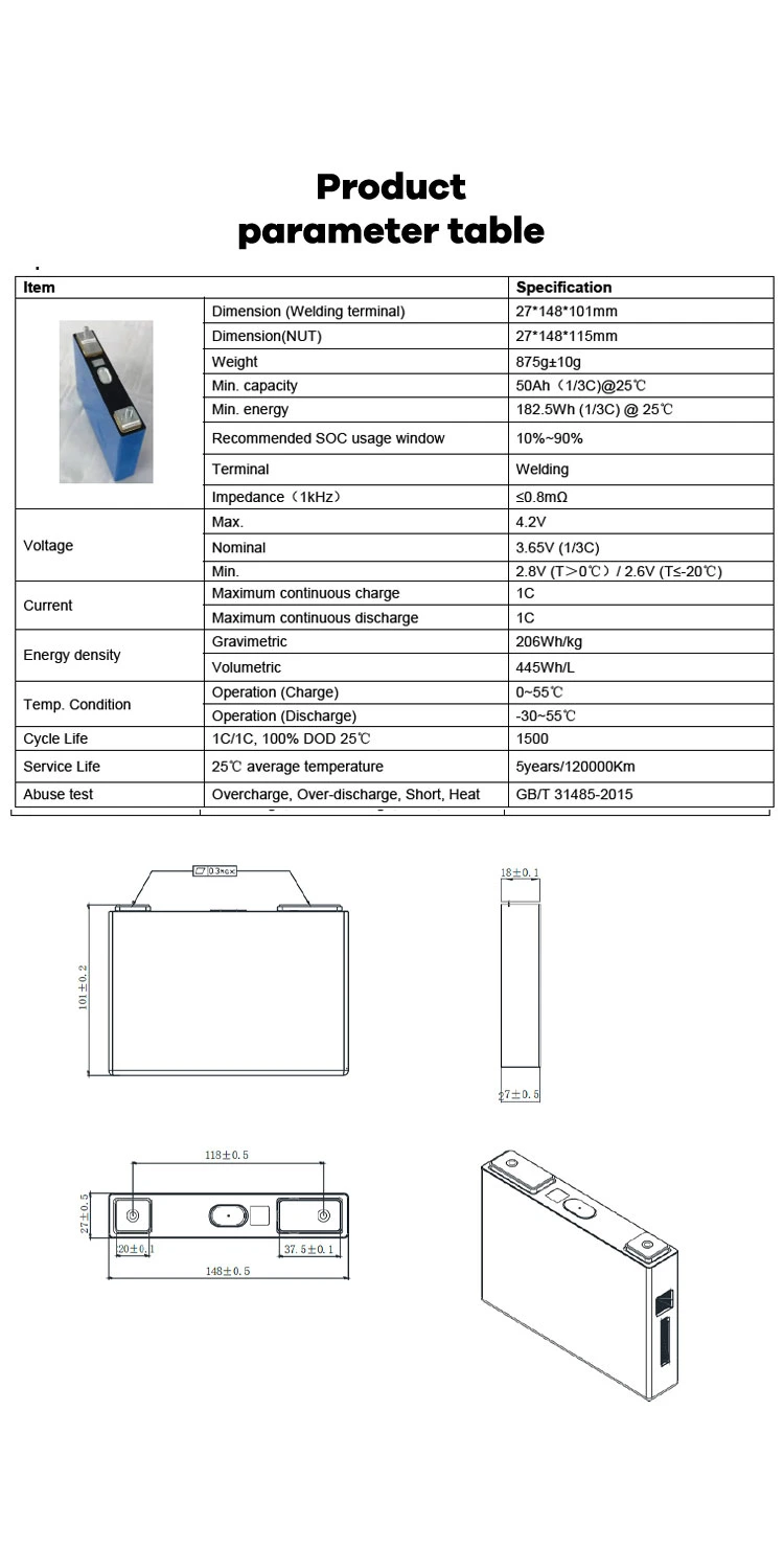 Hot Sales Ncm50ah Nicomn 206wh/Kg 3.65V Ncm Rechargeable Lithium Ion Automotive Prismatic Battery Cell for Car Li-ion Energy Storage Battery Power Accumulators