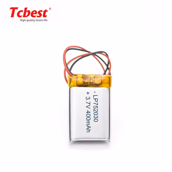 Tcbest Wiederaufladbarer Lithium-Polymer-Li-Ionen-Akku Lp 752030 3,7 V 400 mAh Zellen für GPS-Geräte